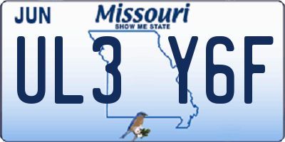 MO license plate UL3Y6F