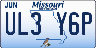 MO license plate UL3Y6P