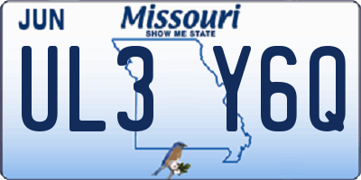 MO license plate UL3Y6Q