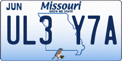 MO license plate UL3Y7A