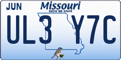 MO license plate UL3Y7C