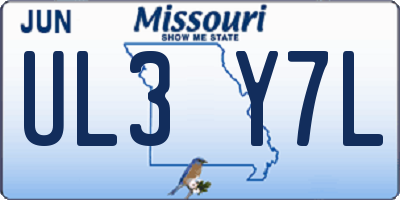 MO license plate UL3Y7L