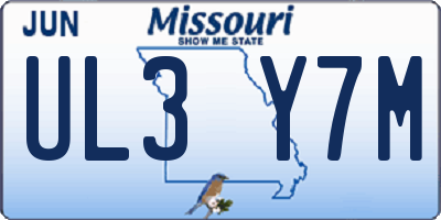 MO license plate UL3Y7M