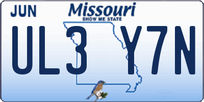 MO license plate UL3Y7N