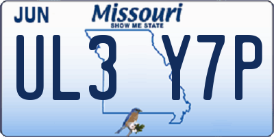 MO license plate UL3Y7P