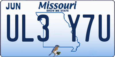 MO license plate UL3Y7U