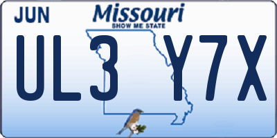 MO license plate UL3Y7X