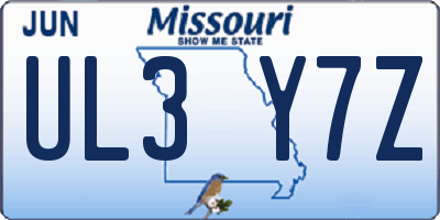 MO license plate UL3Y7Z