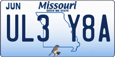 MO license plate UL3Y8A