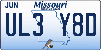 MO license plate UL3Y8D