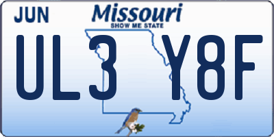 MO license plate UL3Y8F