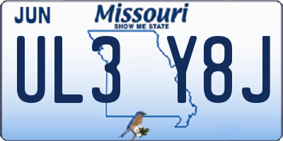MO license plate UL3Y8J