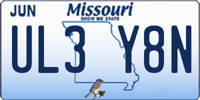 MO license plate UL3Y8N