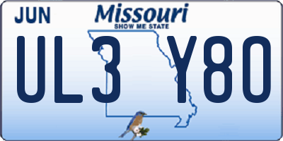 MO license plate UL3Y8O