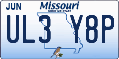 MO license plate UL3Y8P