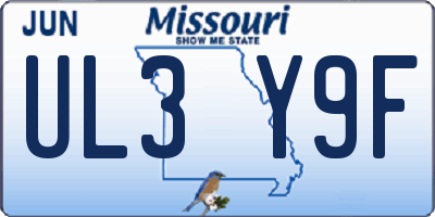 MO license plate UL3Y9F