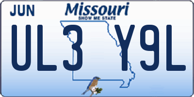 MO license plate UL3Y9L