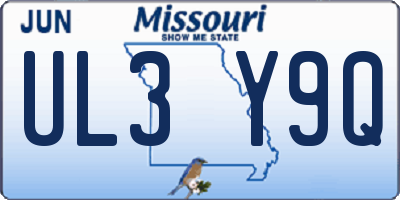 MO license plate UL3Y9Q