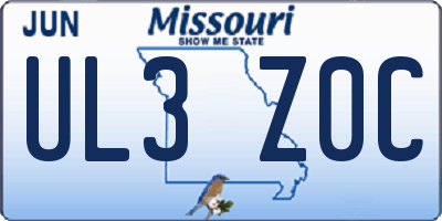 MO license plate UL3Z0C