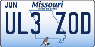MO license plate UL3Z0D