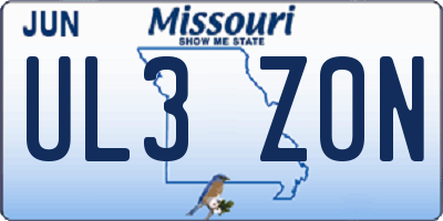 MO license plate UL3Z0N