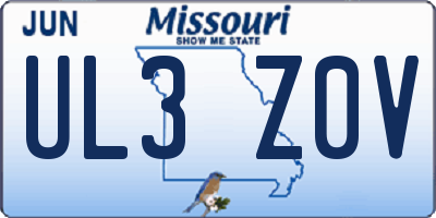 MO license plate UL3Z0V