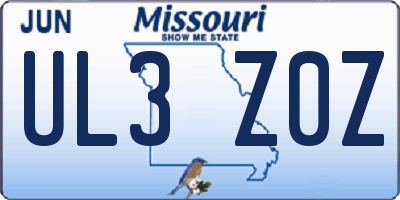 MO license plate UL3Z0Z