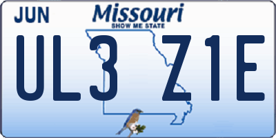 MO license plate UL3Z1E