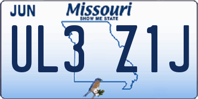 MO license plate UL3Z1J