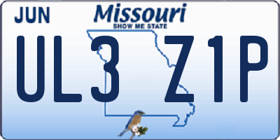 MO license plate UL3Z1P