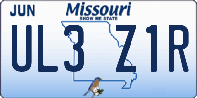 MO license plate UL3Z1R