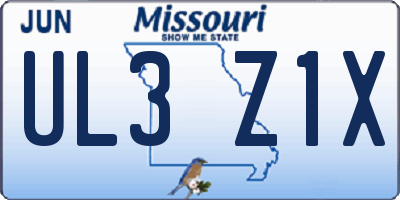 MO license plate UL3Z1X
