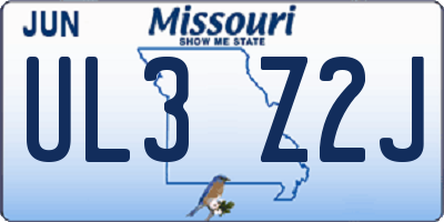 MO license plate UL3Z2J