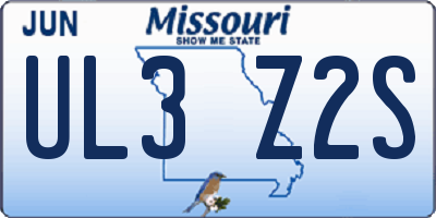 MO license plate UL3Z2S