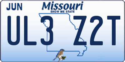MO license plate UL3Z2T