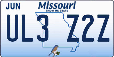MO license plate UL3Z2Z