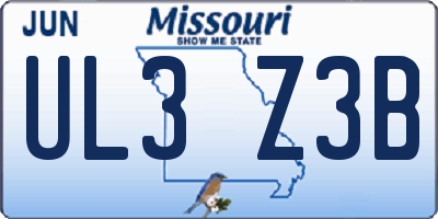 MO license plate UL3Z3B