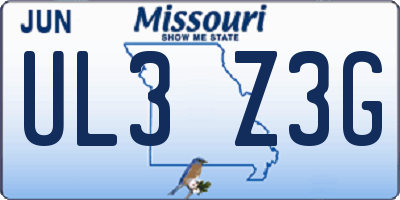 MO license plate UL3Z3G
