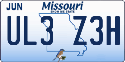MO license plate UL3Z3H