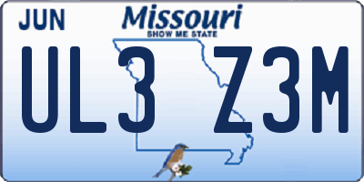 MO license plate UL3Z3M