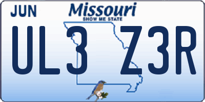 MO license plate UL3Z3R
