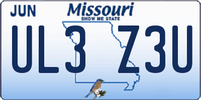 MO license plate UL3Z3U
