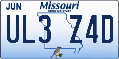 MO license plate UL3Z4D