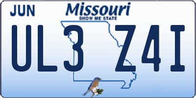 MO license plate UL3Z4I