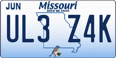 MO license plate UL3Z4K