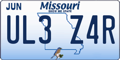 MO license plate UL3Z4R