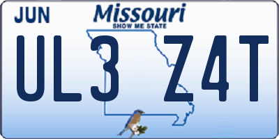 MO license plate UL3Z4T