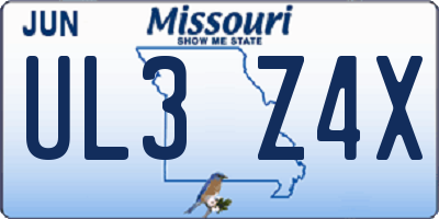 MO license plate UL3Z4X