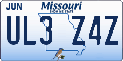MO license plate UL3Z4Z
