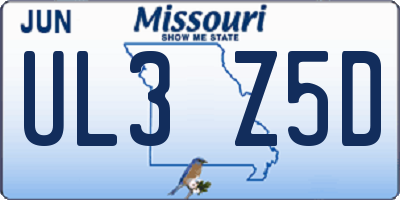 MO license plate UL3Z5D